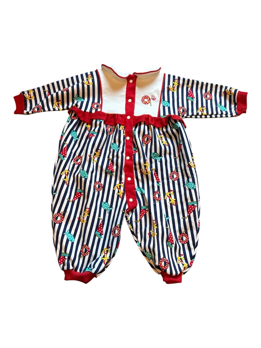 Baby Dior 80’s Vintage Nautical Striped Romper Jumpsuit NWT Deadstock